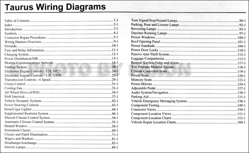 2010 Ford Taurus Wiring Diagram Manual Original