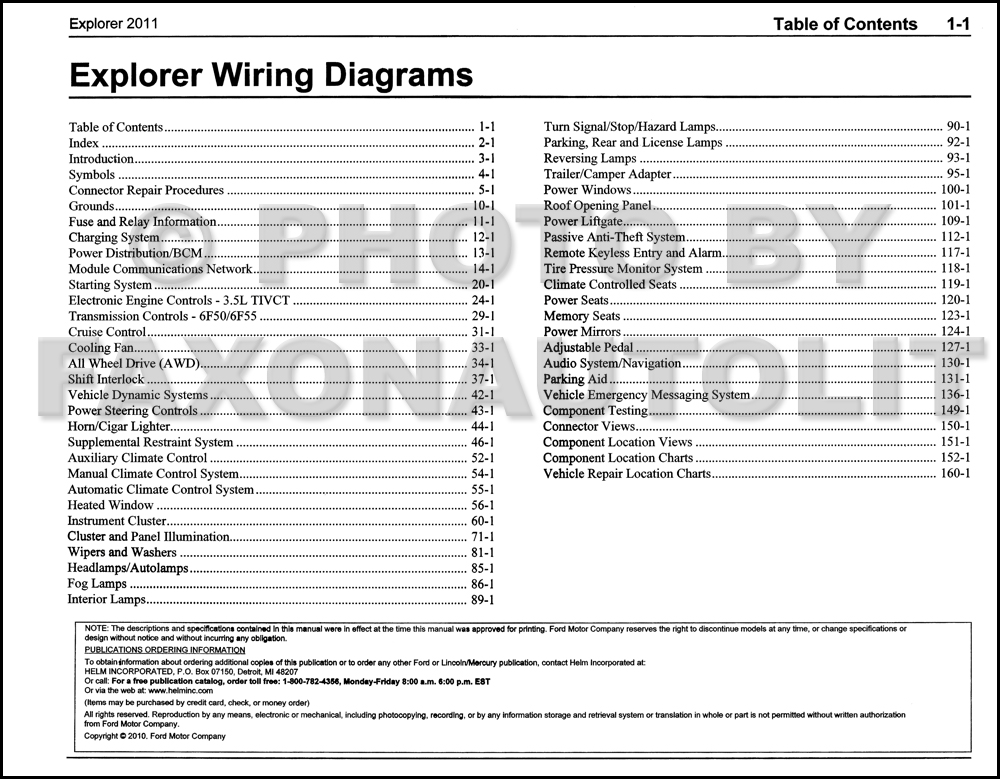 2011 Ford Explorer Wiring Diagram Manual Original