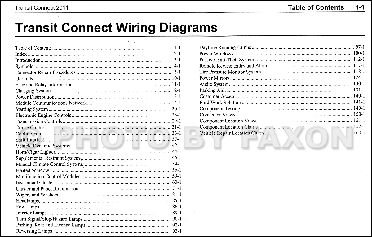 2011 Ford Transit Connect Wiring Diagram Manual Original