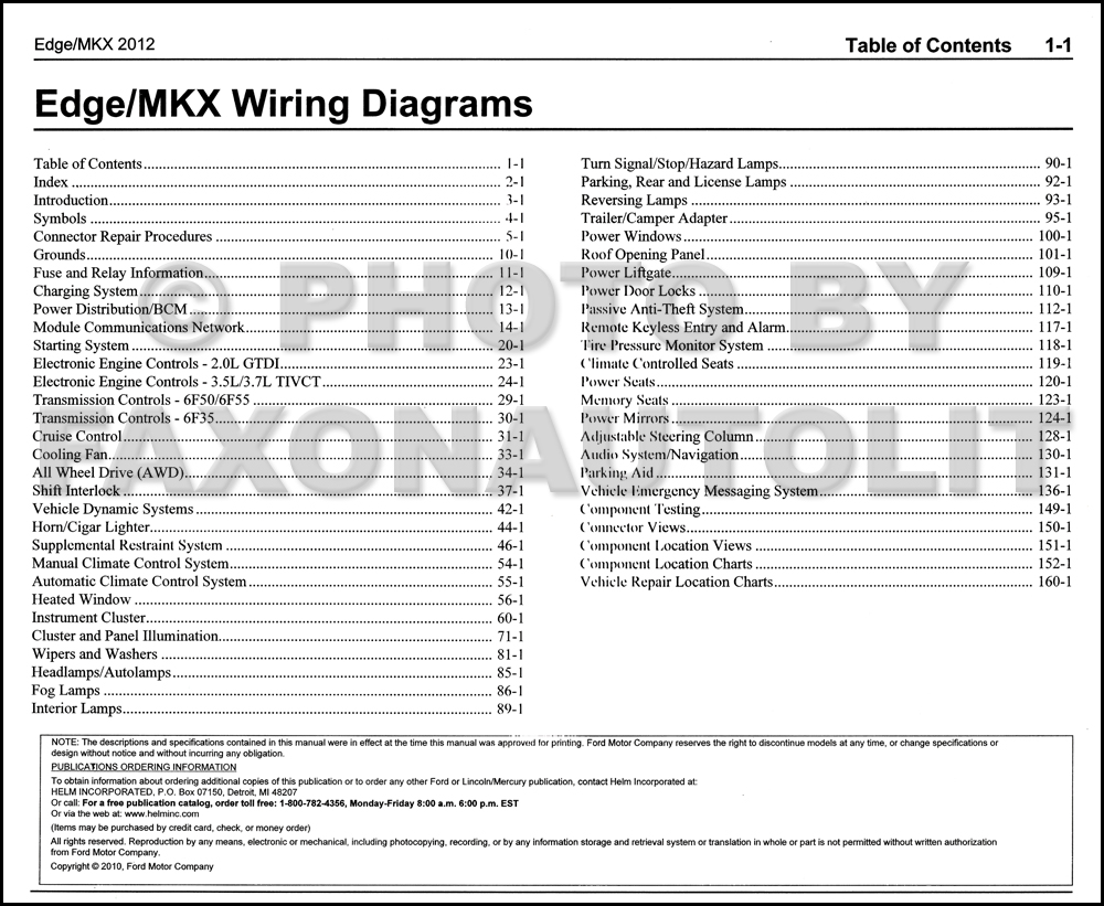 2012 Ford Edge Lincoln Mkx Wiring Diagram Manual Original
