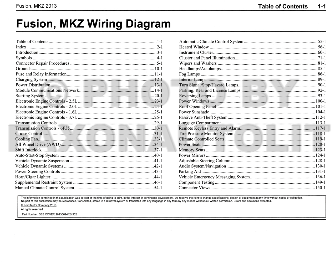 2013 Ford Fusion Lincoln Mkz Wiring Diagram Manual