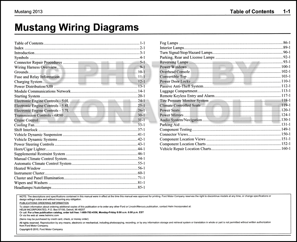 2013 Ford Mustang Wiring Diagram Manual Original