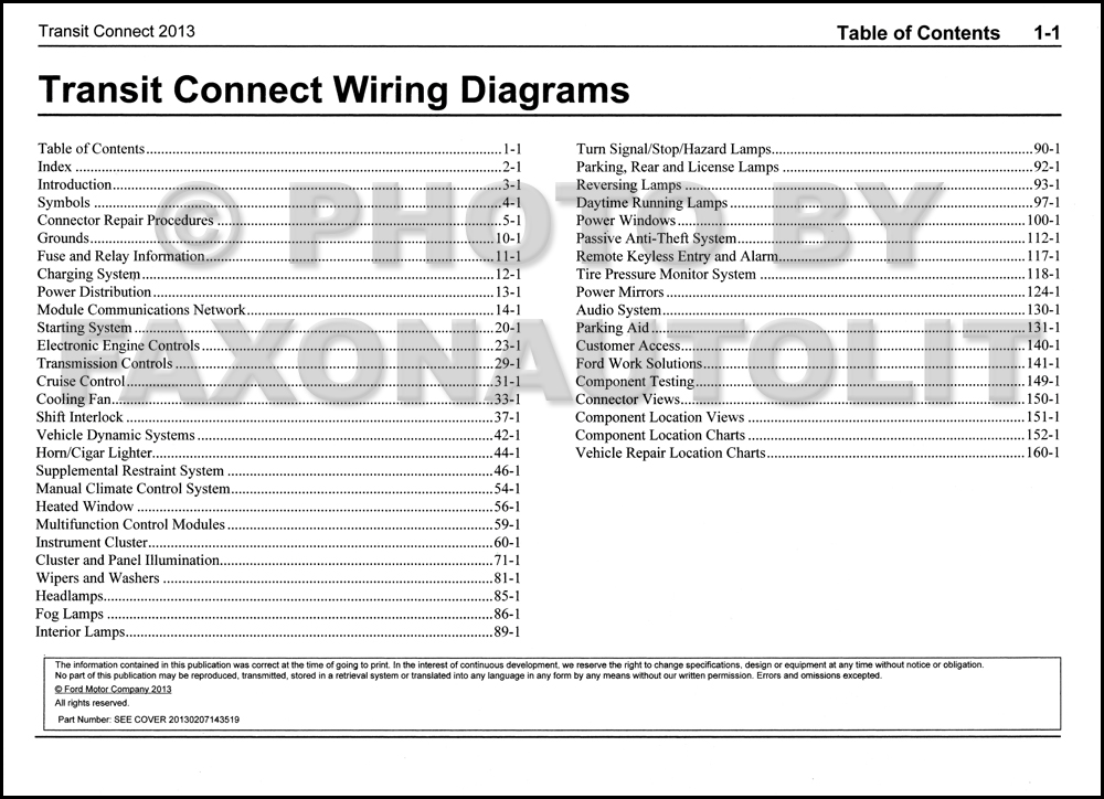 2013 Ford Transit Connect Wiring Diagram Manual Original