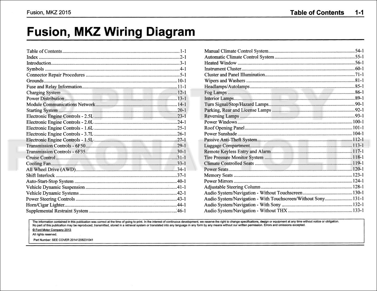 2015 Ford Fusion Lincoln Mkz Wiring Diagram Manual Original