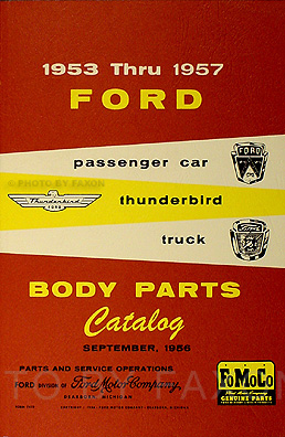 1953 1957 Ford Body Parts Catalog Reprint Car Thunderbird Truck