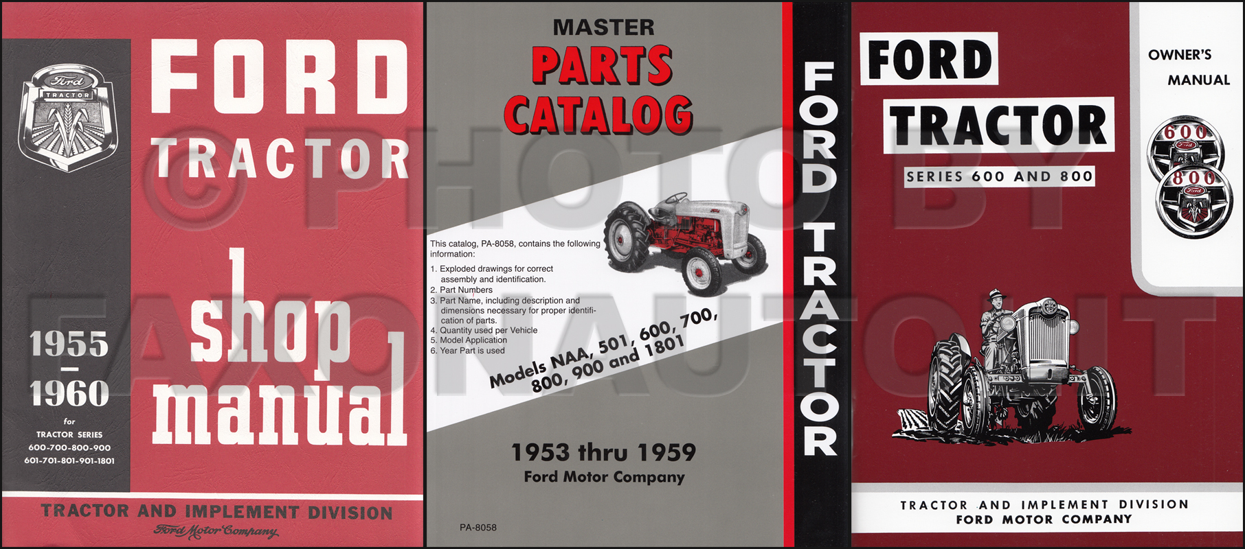 1955-1957 Ford 600/800 Series Tractor 3 Manual Reprint Set